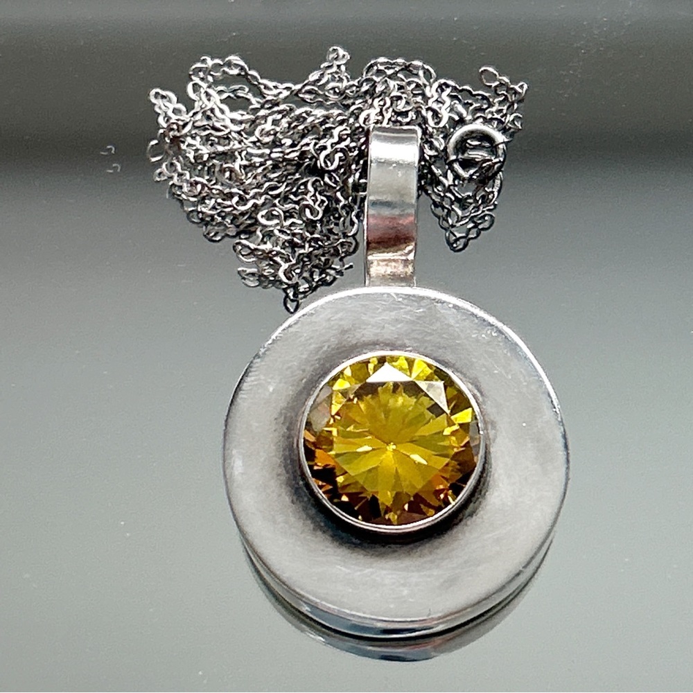 Vintage Mod Daniel Espinosa Signed Sterling Silver Chrysoberyl Citrine Necklace